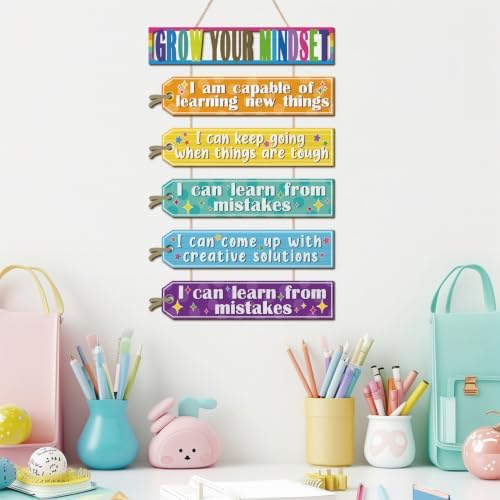 HLNIUC Growth Mindset Mental Health Wall Decor Positive Affirmation Sign