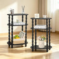 MaxSmeo Small Narrow Side Table, 3-Tier Narrow Black End Table with Storage