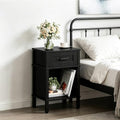 Black Nightstand with Drawers,Small Night Stand,Black Bedside Table