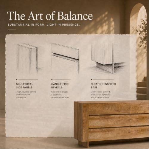 OKD 60" Modern 6 Drawer Dresser for Bedroom, 20" Depth for More Storage