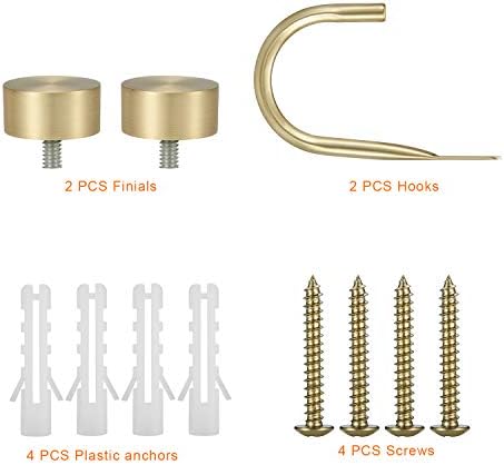 Premium Curtain Holdback, Quality Metal Decorative Curtain Holdbacks with Zinc Alloy Cap Finials,Rust-Proof, Set of 2 Window Curtain Holdbacks,Brass