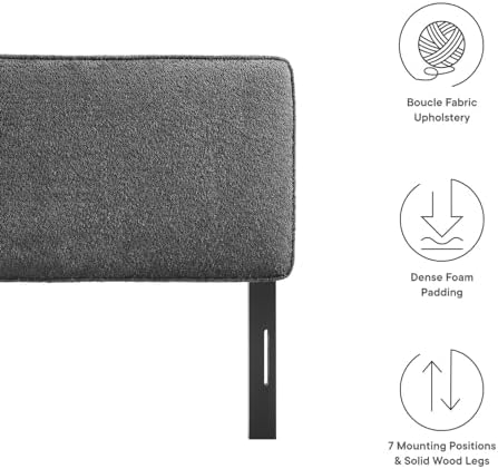 Modway Lindee Full Size Upholstered Headboard with Oatmeal Boucle Fabric - Modern Fabric Full Headboard with Height-Adjustable Mounting Positions - Padded Pillow Style