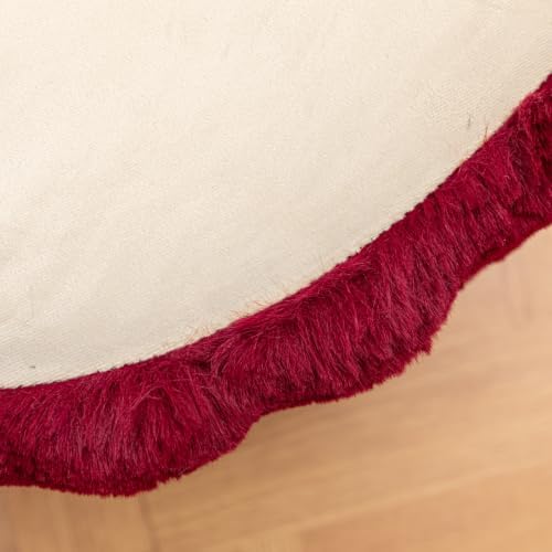 Asuprui Supportive Pouf Ottoman Foot Rest Elevate Your Living Room Decor with Lightweight Pouf Filler Modern Foam Stuffed Poof Perfect to Rest Your Feet (Redwine, 20x20x14 Inches, Round)
