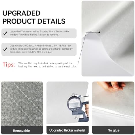 ADD.HERES Window Privacy Film, Glass Decorative Static Cling, 29.5" x 78.7"