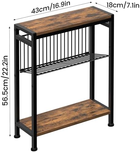 Narrow Side Table Set of 2, 3-Tier End Table, Small Nightstand