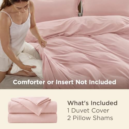 Bedsure Duvet Cover Full Size, Soft Double Brushed Bedding Set, 3Pcs, Pink