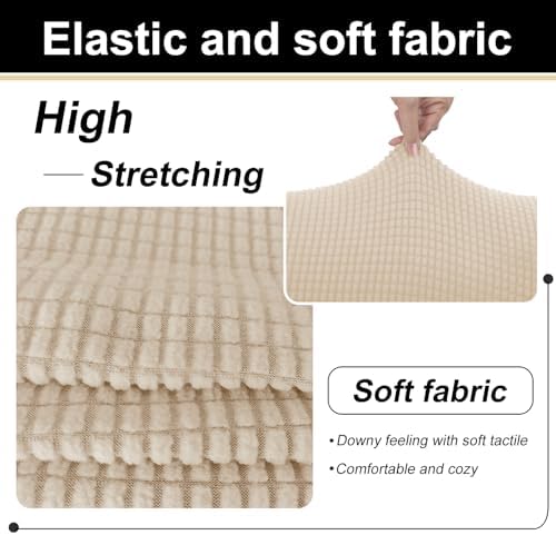 U-NICE HOME 3 Pieces Stretch Couch Cover Sofa Slipcover, Beige