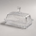 Clear Glass Butter Dish with Lid, Covered Crystal Butter Stick Holder Tray, Glass Butter Storage Container for Fridge Countertop