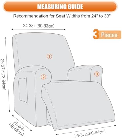 VANSOFY Stretch Recliner Chair Cover, Slipcover, Charcoal Gray, 1 Seater