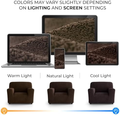 PAULATO Premium Stretch Couch Covers for Sofa - Sofa Chair Cover Washable, Dogs & Pets Friendly - Elastic Polyester Loveseat Slipcovers - Non-Slip Love Seat Couch Covers - Dark Brown (21"-39" Wide)