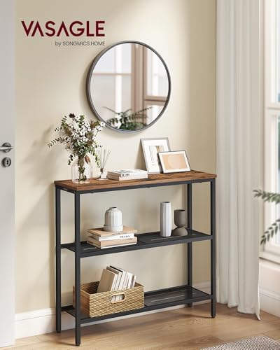 VASAGLE 31.5" Console Table, Narrow Behind Couch Table, 3 Tier