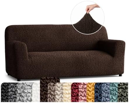 PAULATO Premium Stretch Couch Covers for Sofa - Sofa Chair Cover Washable, Dogs & Pets Friendly - Elastic Polyester Loveseat Slipcovers - Non-Slip Love Seat Couch Covers - Dark Brown (64"-85" Wide)