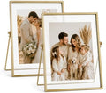 AceList Floating Picture Frame, 2 Pack 8x10 Gold Double Glass