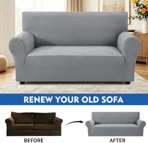XINEAGE Loveseat Slipcover Pet Friendly, Stretch Couch Cover,Light Gray