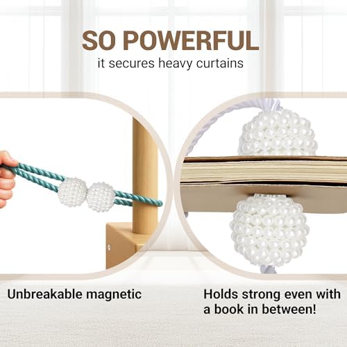 Hion Magnetic Curtain Tiebacks Blue 6pcs, Curtain Holdbacks Hooks Holders