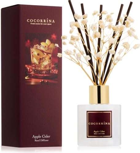 COCORRÍNA Reed Diffuser - Apple Cider 3.38 fl oz Reed Diffuser for Bedroom Bathroom Home Décor