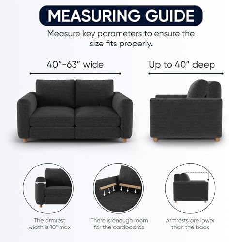 PAULATO Premium Stretch Couch Covers for Sofa - Sofa Chair Cover Washable, Dogs & Pets Friendly - Elastic Polyester Loveseat Slipcovers - Non-Slip Love Seat Couch Covers - Teal (40"-63" Wide)