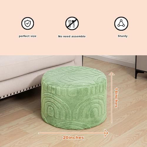 Asuprui Plush Pouf Ottoman Footrest,Foot Stools Ottoman,20"x14", Sage Green