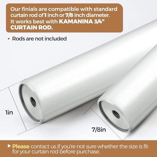 KAMANINA White Finials for 1 or 7/8 in Curtain Rods, Twisted Cage Design