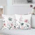 Bonhause Watercolor Floral Throw Pillow Covers 18 x 18 Inch Grey Pink