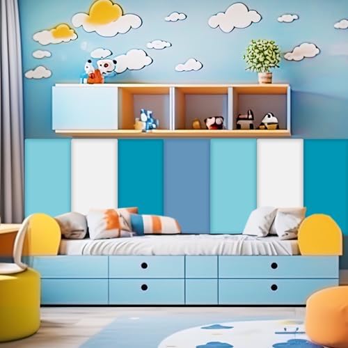 Hahafelt 8 Pack Wall Padding Headboard15.75" x 7.87" x 1.18" Blue Colors