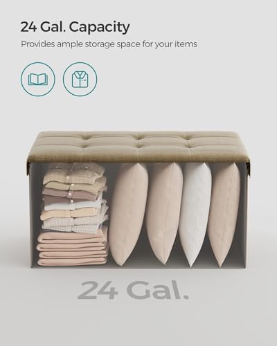 SONGMICS 30 Inches Folding Storage Ottoman Bench, Load 660 lb