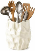 Ceramic Utensil Holder for Kitchen Countertop, 6 Inch, Cream White