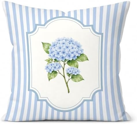 Blue Hydrangea Decor 18x18 Pillow Cover, Blue Room Bedroom Decor