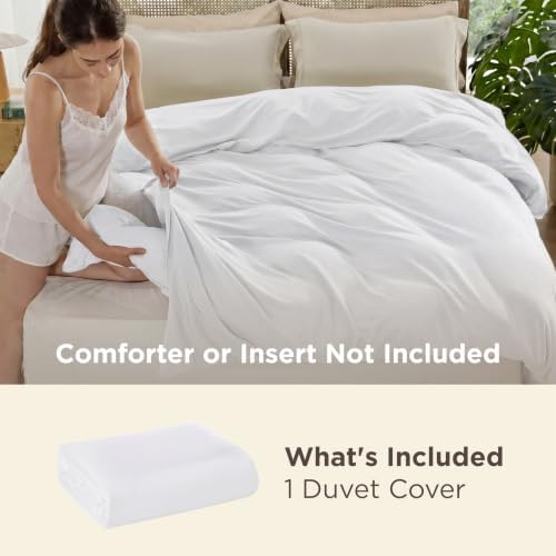 Bedsure California King Duvet Cover, 1Pc Soft Double Brushed Bedding, White