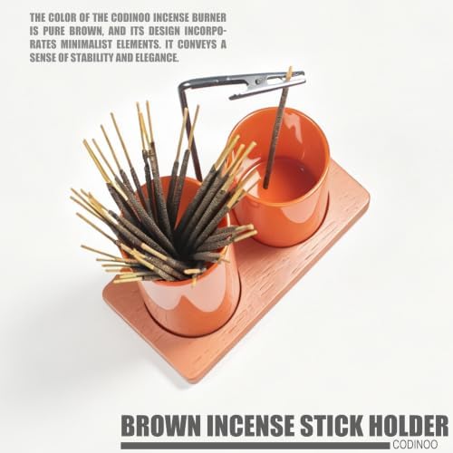 2 in 1 Incense Burner Holder for Sticks,Glass Incense Holder with Storage,Upside Down Incense Holder for Sticks with Glass Ash Catcher for Meditation Yoga Spa Room Home Decor[Full Brown]