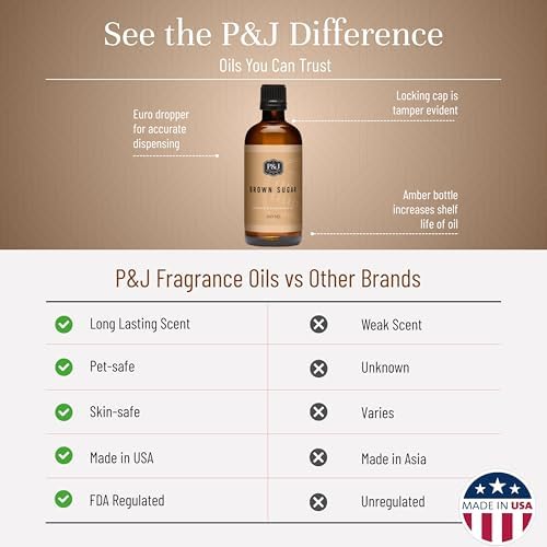 P&J Trading - Brown Sugar Scented Oil 100ml - Fragrance Oil for Candle Making, Soap Making, Diffuser Oil