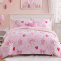 Queen Size Comforter Set for Girls-4 Pieces Pink Bow Queen Bedding Sets