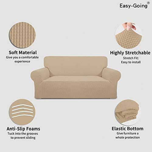 Easy-Going Stretch Oversized Loveseat Couch Covers Washable Sand