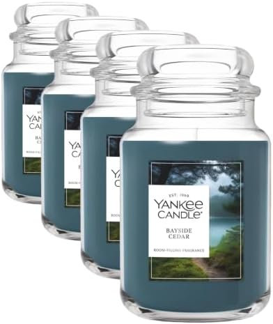 Yankee Candle Bayside Cedar Scented Candle, Large Jar, 22 oz (Pack of 4)