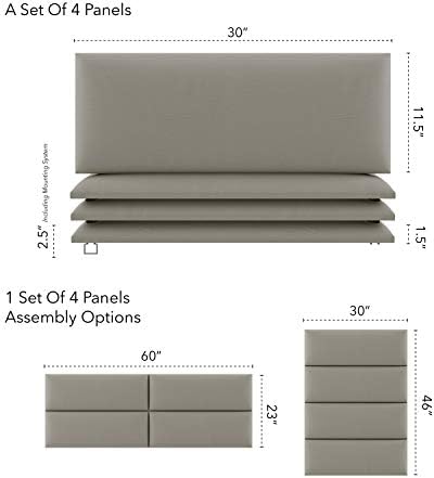 Vänt Wall Mounted Headboard Panels, Queen/Full, Vintage Leather Dusty Taupe