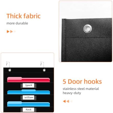 30 Pockets File Storage Pocket Chart with 30 Nametag Pockets, Hanging Wall File Organizer for Classroom and Office, Organize Your Assignments, Files, Scrapbooks, Paper (Black-30 Pockets)
