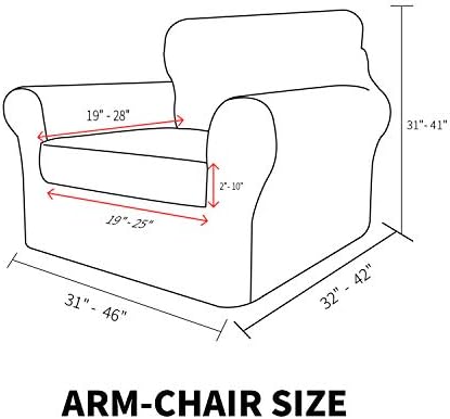 MAXIJIN 2 Piece Chair Covers Chair Slipcover with Arms, Sofa Chair Cover for Living Room Armchair Cover, Stretch Pet Dog Slip Cover for A Chair with 1 Cushion (31"-46", Teal)