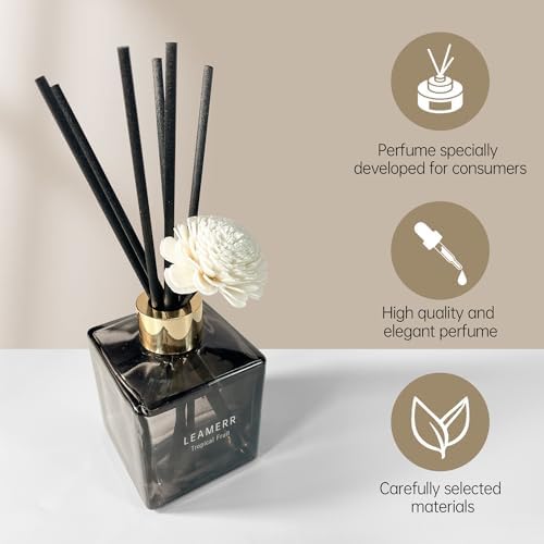 Reed Diffuser Set, 6.1 oz (180 ml) Tropical Fruit Scented Diffuser with Sticks Long-Lasting Home Fragrance Reed Diffuser for Home Room Office Bathroom Shelf Decor