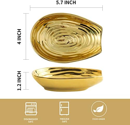 Hasense 5.7 In Ceramic Spoon Rest for Stove Top, Kitchen Spoon Holder, Gold