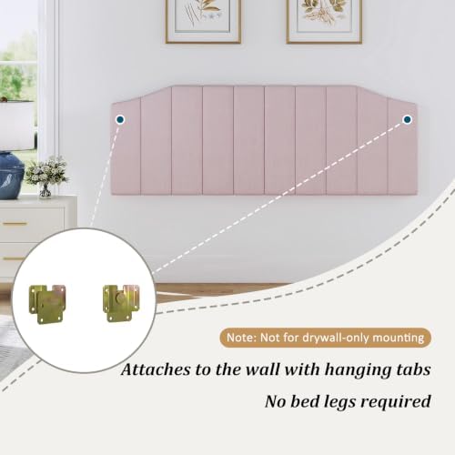 Furpopup Velvet King Size Headboard Only, Wall and Bed Frame Mount, Pink