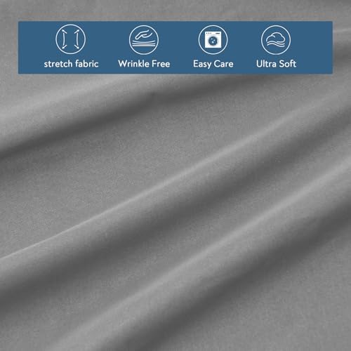 Twin Fitted Sheet Only, Soft & Cozy Twin Size Bed Sheets for Boy Kids Gray