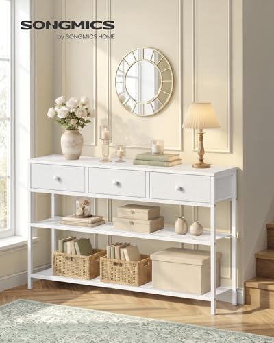 SONGMICS Console Table with 3 Fabric Drawers, Narrow Entryway Furniture