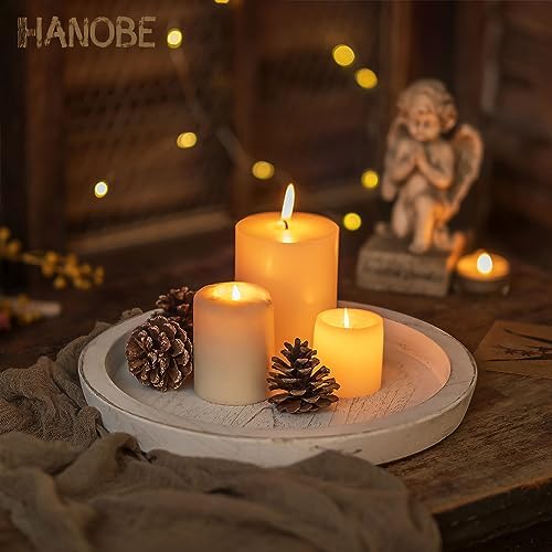 Hanobe Wooden Coffee Table Serving Tray, Farmhouse Candle Holder