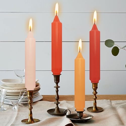 NJAO HOO Fall Short Taper Candle Orange 7 Inch Candlesticks Unscented Dripless Gradient Colored Tapered Candle Set for Home Dinner Party Halloween Decor, 4 Pack