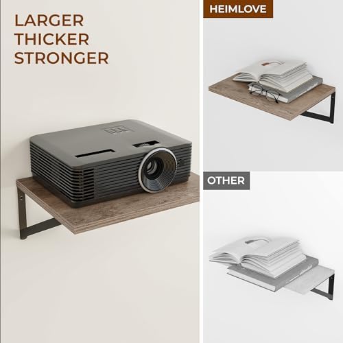 Heimlove 24W x 12D Deep Floating Shelves Set of 3 Grey