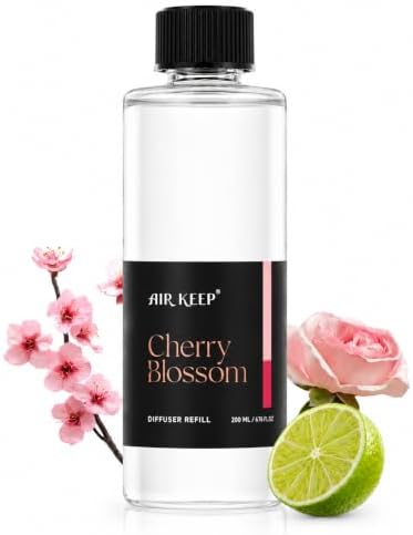 Airkeep Cherry Blossom Reed Diffuser Refill – 6.76 fl oz – Premium Scented Oil for Home Aromatherapy – Long-Lasting Fragrance for Reed Diffusers – Perfect for Bathroom, Bedroom & Home Decor