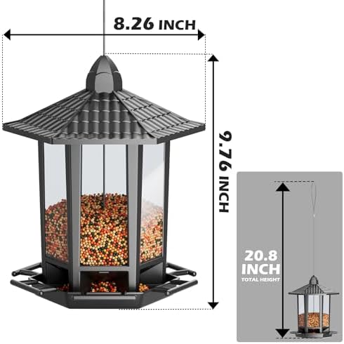 Birdream 4 Pack Bird Feeders for Outdoor Hanging, 10 LB Fun Installation Retro Pagoda Design Bird Feeder, Attracting Wild Birds Chickadees Goldfinches Cardinals Finches and Sparrows