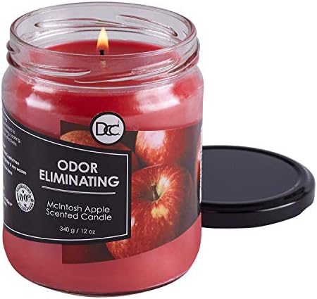 Mcintosh Apple Odor Eliminating Highly Fragranced Candle - Eliminates 95% of Pet, Smoke, Food, and Other Smells Quickly - Up to 80 Hour Burn time - 12 Ounce Premium Soy Blend