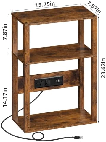 YUFAM 3-Tier Narrow Bedside Table Set 2 for Small Spaces, Skinny Nightstand