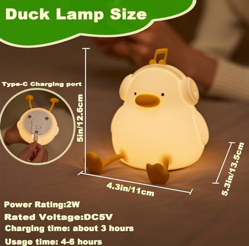 Cute Duck Night Light, LED Squishy Novelty Duck Lamp, Cool Gifts for Duck